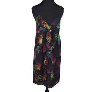 Gap Dress Womens SML Black Neon Floral Ruffle Front Empire Waist Spaghetti Strap